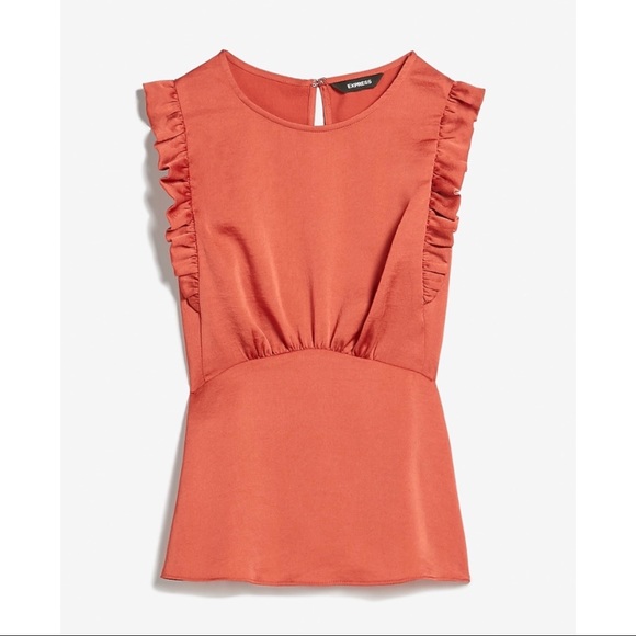 Express Tops - EXPRESS Ruffle Sleeve Cinched Waist Top